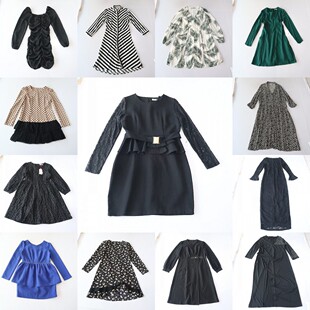 连衣裙圆领修身 春秋季 女中长款 长袖 百搭A字裙C3M 时尚
