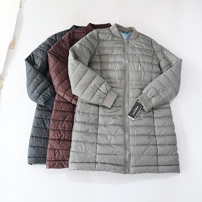 秋冬季女中长款长袖棉服外套棒球领拉链内抽绳收腰百搭棉衣D11