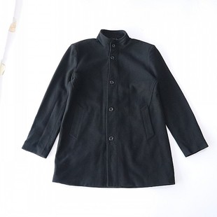 百搭上衣D199 呢外套立领拉链纽扣宽松后开叉纯色时尚 秋冬季 男长袖
