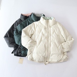 羽绒服外套立领拉链宽松纯色时尚 女长袖 百搭棉服X12 新品 秋冬季