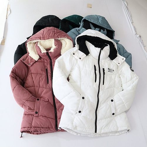 冬季新品女长袖棉服外套立领连帽拉链修身多口袋刺绣百搭棉衣D10