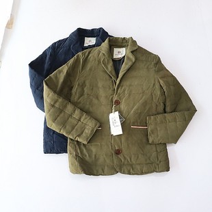 百搭棉服D199 羽绒服外套西服领纽扣宽松青年纯色时尚 秋冬季 男长袖