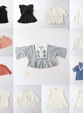 春夏季女短袖衬衫V领套头宽松拼接时尚百搭上衣C111