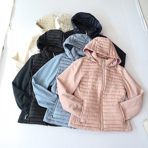 秋冬季新品女长袖棉服外套立领连帽拉链收腰拼接薄款百搭棉衣X11