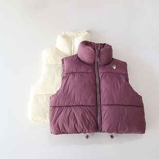 百搭坎肩D4 立领拉链宽松休闲纯色时尚 秋冬季 女棉衣马甲外套无袖