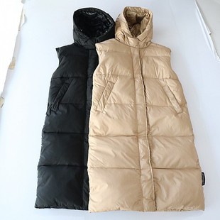 坎肩X11 羽绒服马甲外套连帽拉链暗扣宽松保暖无袖 秋冬季 女长款