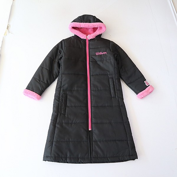秋冬季新品女童中长款长袖棉服外套连帽拉链宽松刺绣中童薄棉衣W4