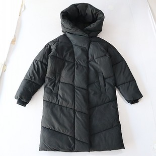 棉服外套连帽暗扣宽松加厚保暖时尚 长袖 百搭棉衣X131 女中长款 冬季