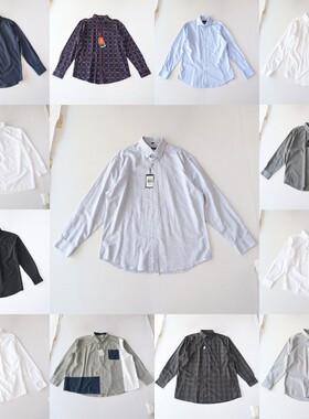 春秋季男长袖衬衫棉方领纽扣宽松休闲青年简约时尚百搭上衣H4S