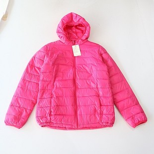 百搭薄棉衣W4 棉服外套连帽拉链宽松纯色大童时尚 秋冬季 女童长袖