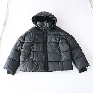 冬季 棉服外套立领连帽拉链宽松拼接PU加厚保暖百搭棉衣D19 女长袖