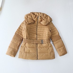 纯色时尚 羽绒服外套立领拉链腰带修身 百搭棉服X13 女长袖 秋冬季