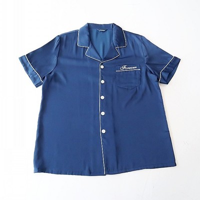 夏季新品男短袖衬衫仿真丝西服领纽扣宽松刺绣柔软居家睡衣C6S