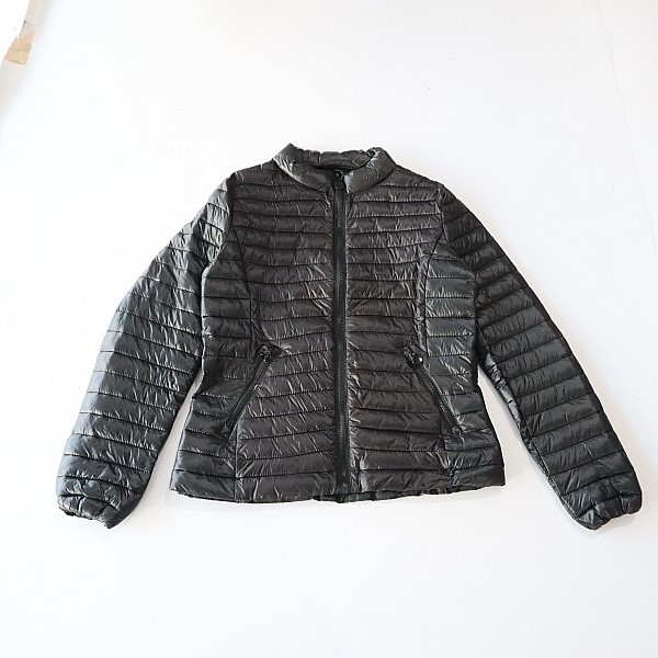 秋冬季女长袖棉服外套立领拉链修身纯色简约时尚百搭薄款棉衣D15