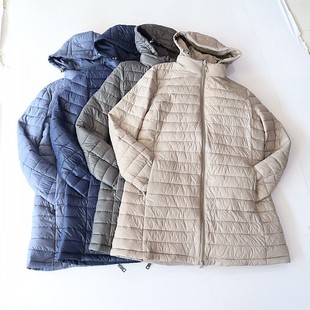 秋冬季新品女中长款长袖棉服外套立领连帽宽松双面穿薄款棉衣D10