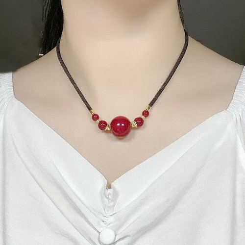 含辰砂工艺品朱砂紫金砂红砂转运珠吊坠转运珠锁骨珠吊坠网红饰品