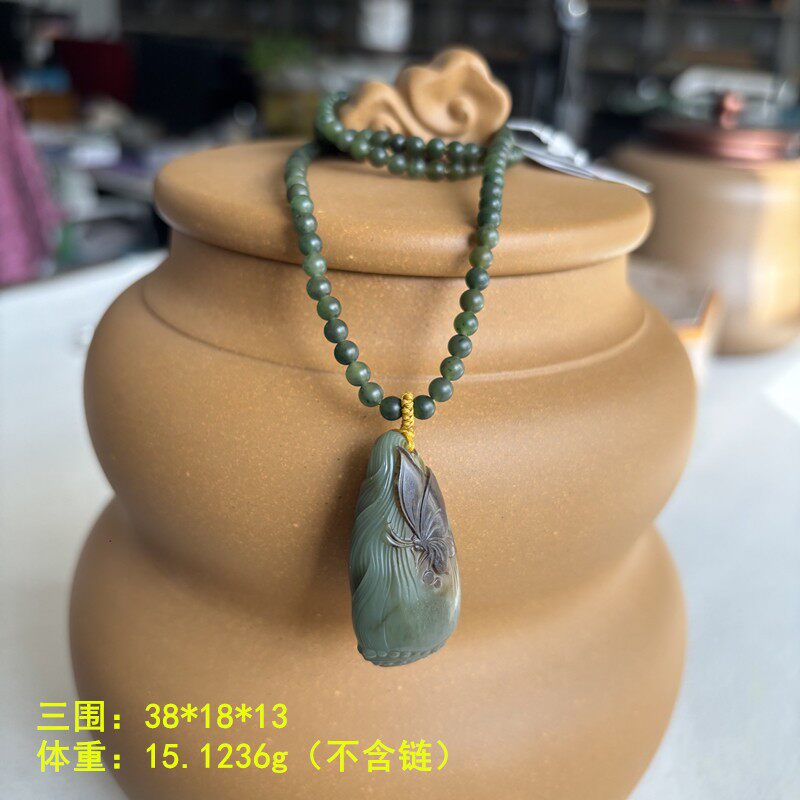 青玉籽料节节高挂件套装无原皮