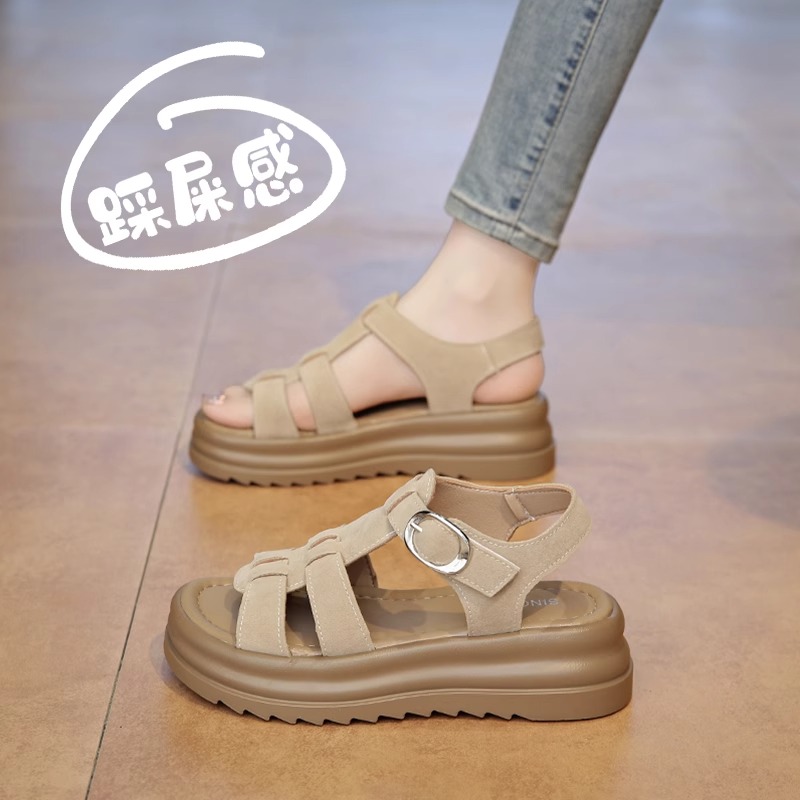 罗马凉鞋女款夏季外穿2025新款真皮单鞋防滑软底不累脚沙滩凉拖鞋