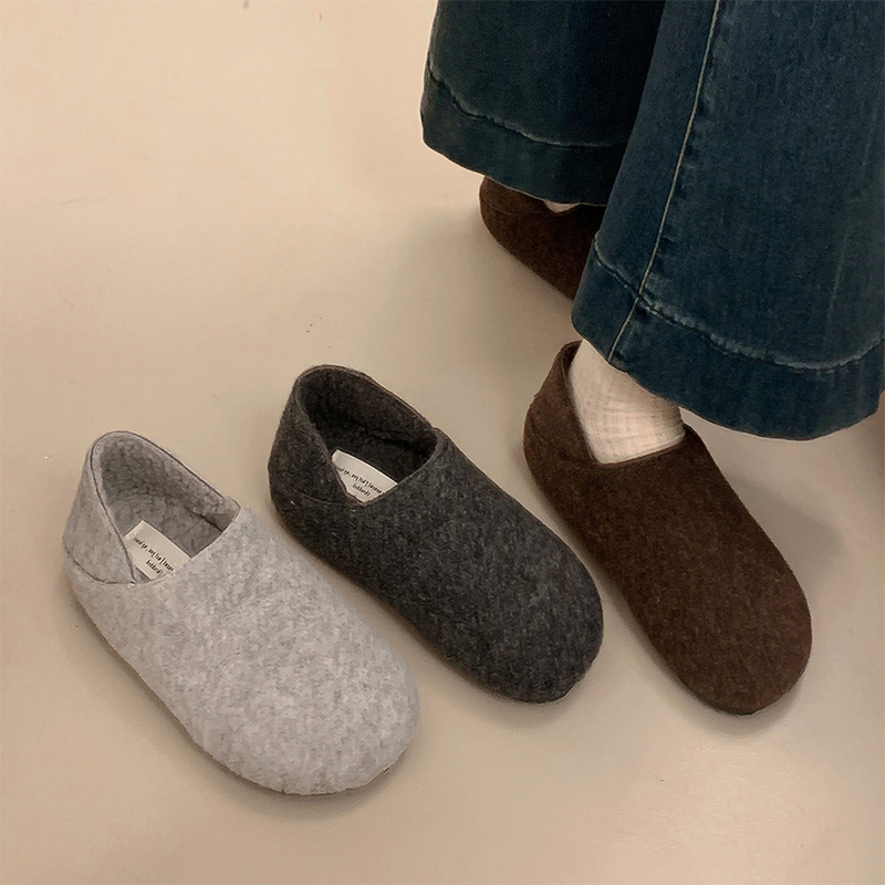 勃肯鞋女毛呢棉鞋一脚蹬毛毛鞋