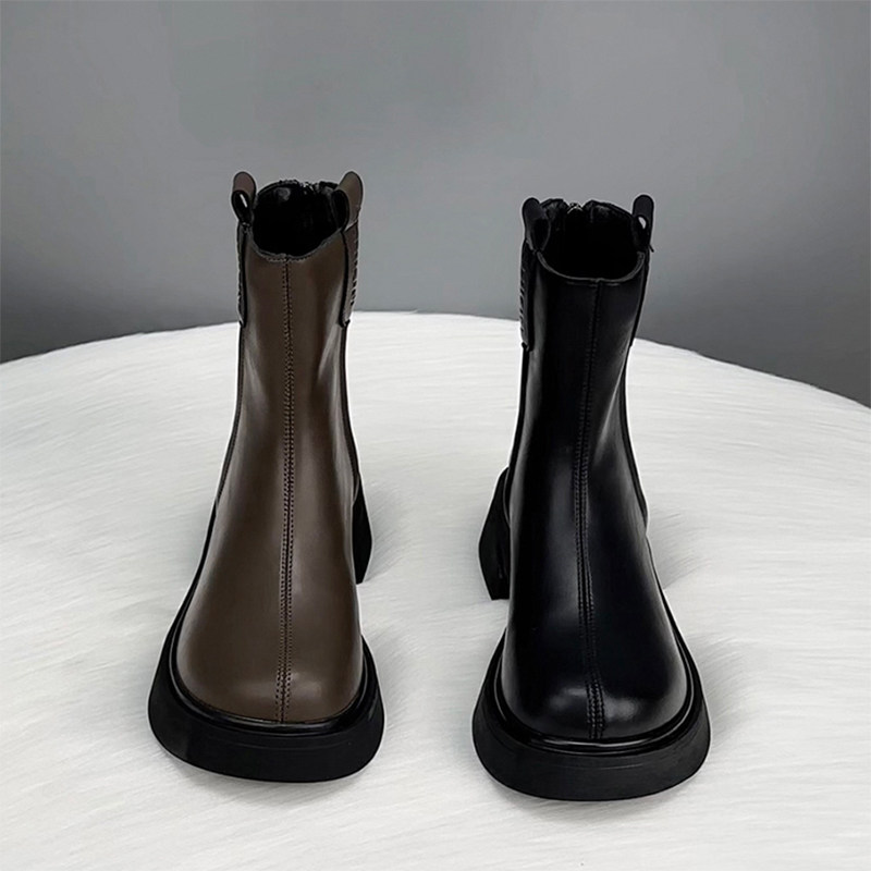 英伦风马丁靴女秋冬加绒2025新款真皮厚底增高切尔西靴休闲短靴子,女鞋,马丁靴,淘宝优惠券,粉丝福利购,淘宝优惠卷