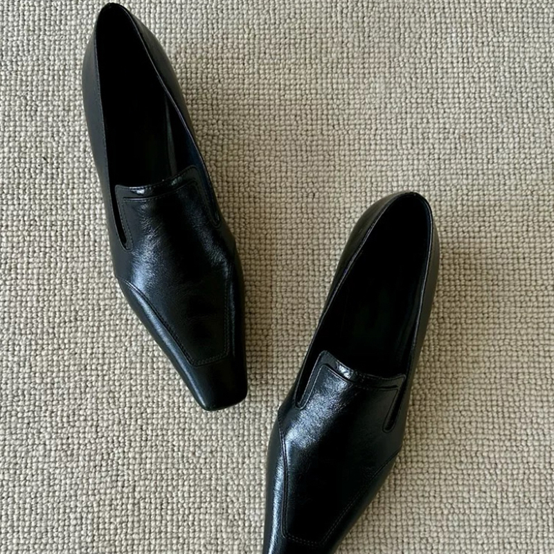 英伦风小皮鞋女小方头穆勒鞋单鞋