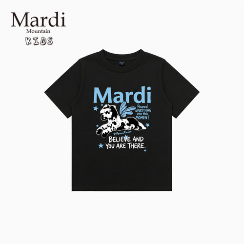 韩国新款 Mardi Mountain 男女中大童装2026夏季短袖印花纯棉t恤