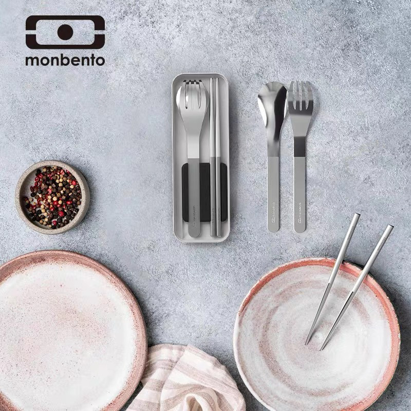 法国monbento不锈钢勺筷套装上班上学便携餐具盒筷子勺子单人