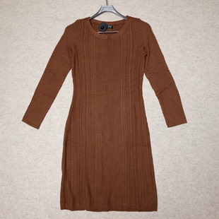 纽花条纹 胸围78 棉质混纺 绿标 女士圆领针织连衣裙 美系经典