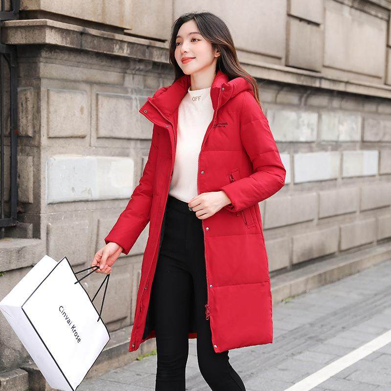 正品高档绒服季女中长款冬松新款加厚连羽帽69-805宽中戏爆款外套