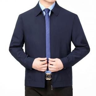 春新秋款夹中色年男8688-大克士纯外套商务休闲翻领茄克衫爸爸装