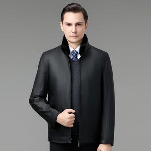 冬季拆卸内2321-BB胆羽绒服皮男老年休闲外套短款可立中领海衣宁