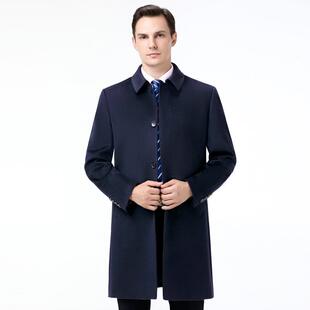 OP绒风衣 妮士子大衣爸爸长羊85705 男羊毛大呢衣加厚冬装 外套中款