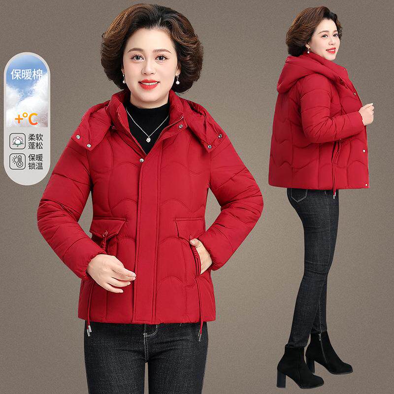 中年妈妈9847689冬装棉服新闲款洋棉气中老人短年款棉衣连帽袄休