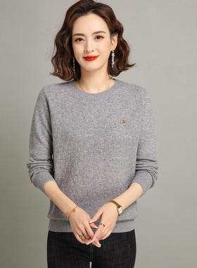 品牌秋冬女装厚款羊打绒衫女士简18091套头圆领时尚约款底羊绒毛