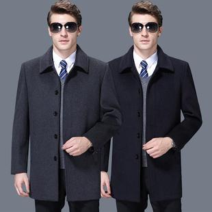 加厚中风羊衣翻领男士 中长款 毛呢外 冬新年羊毛大1805=5衣男式 秋款