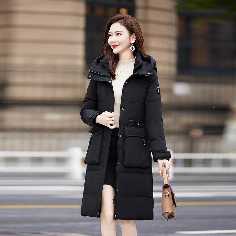 高端羽9822绒服中长款年冬季新女款显瘦连质帽保暖白鸭绒式外气套