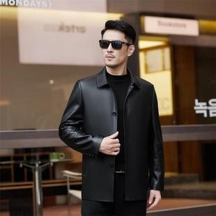 中海宁秋冬绵羊皮皮衣头层男皮纯外套年901皮皮夹克羽绒服休闲爸