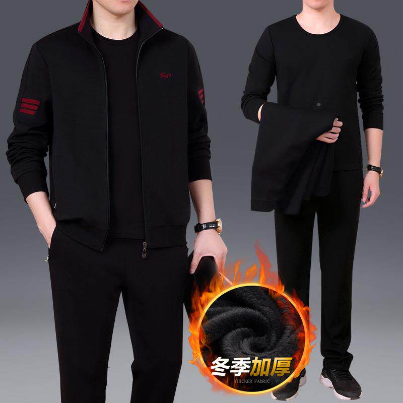 男中老运动套装秋冬季三件套6289048爸爸中装年休闲新款年加绒加