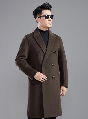 双面28017绒大衣男中长羊呢毛子款拆卸羽绒内胆外套双排扣羊西装