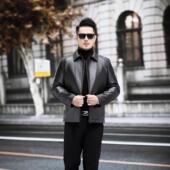 海8801 衣夹克秋冬闲中内年翻领保休暖皮拆卸胆 880宁头层牛皮男士