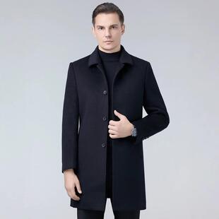 季 加厚鹅绒内胆排男士 高端长羊毛呢 ZZ绒大衣男中款 冬双面羊5588