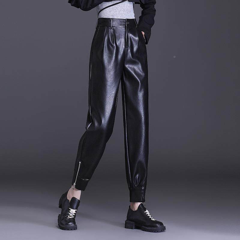 休宁皮裤女哈伦裤秋冬新款高腰萝17744卜海裤九宽松绵羊皮闲分裤,女装/女士精品,休闲裤,淘宝优惠券,粉丝福利购,淘宝优惠卷