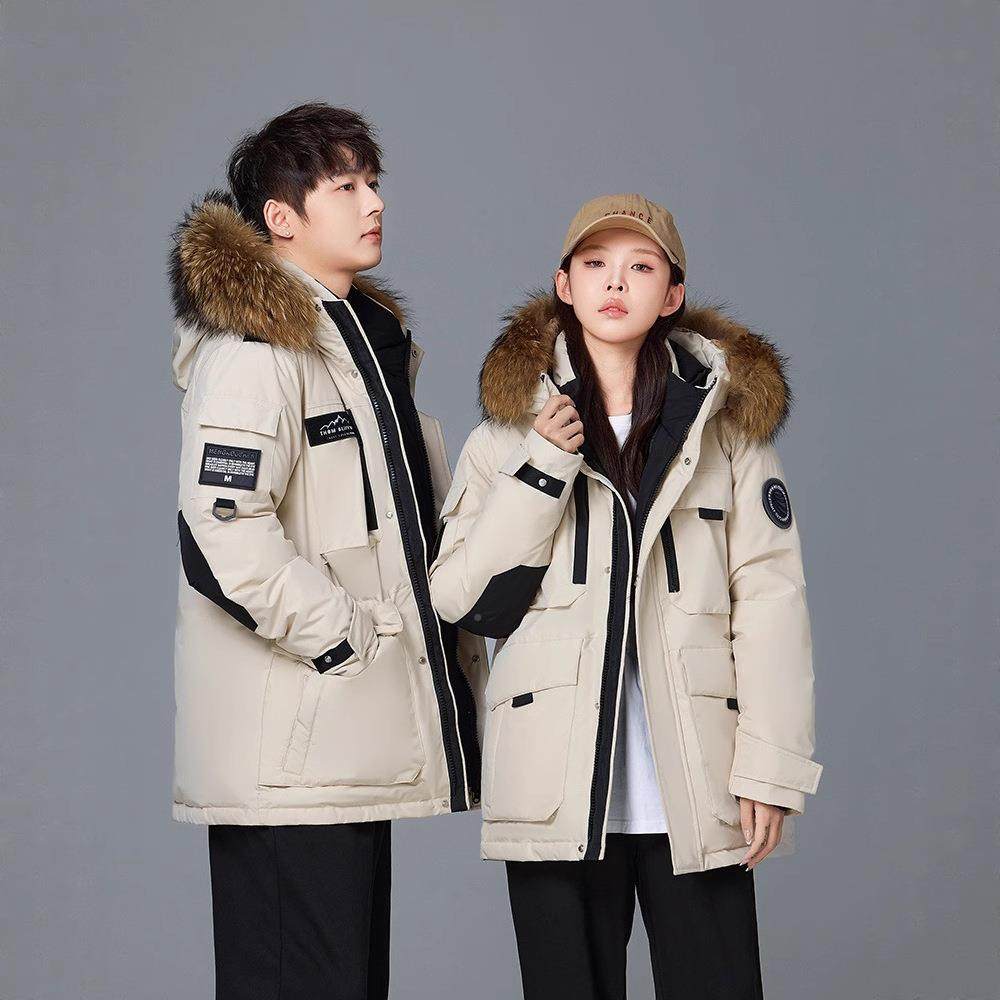 冬季新寒款鹅锋绒羽服男女冲衣户205外极加厚绒情侣派克工装外套