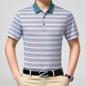 商务宽松翻领年爸爸装 短中恤男码 892 夏季 大真丝衫 桑蚕丝袖