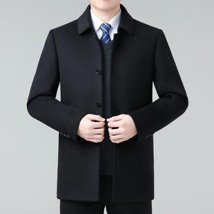 内胆爸爸装 加中年双面呢羊绒外套男士 羽厚绒羊880毛呢大衣中长款