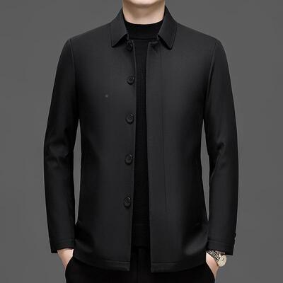 冬蚕季中老年男士丝衣夹克厚款高端时尚爸爸装翻5012-F棉棉领服外