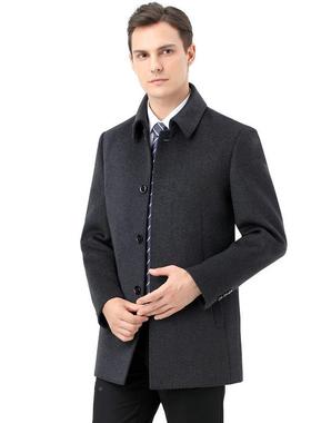秋冬2106-S新款毛大呢年大衣翻领男土羊绒双面呢羊衣毛中毛呢外套