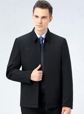 棉新休款男士服商务闲翻领冬拉链棉衣中老年秋外套加厚82221保暖