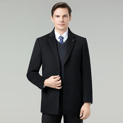 羊典毛大衣休高端男装经西装暖围巾领加厚保商务82516-J闲双面呢