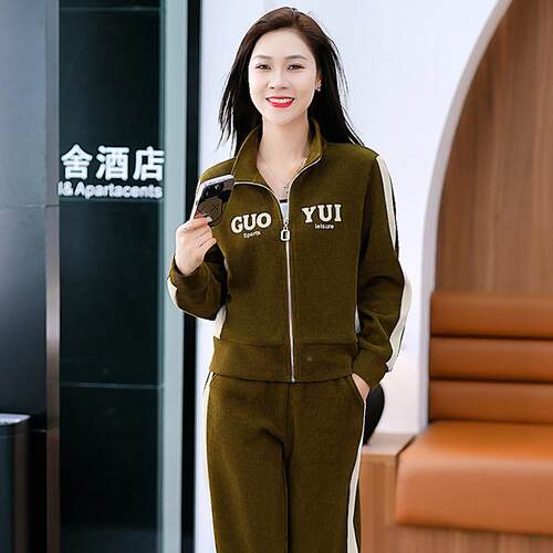 春秋季休闲运动套气装洋龄减外套73295589大码女士高级感潮流气质